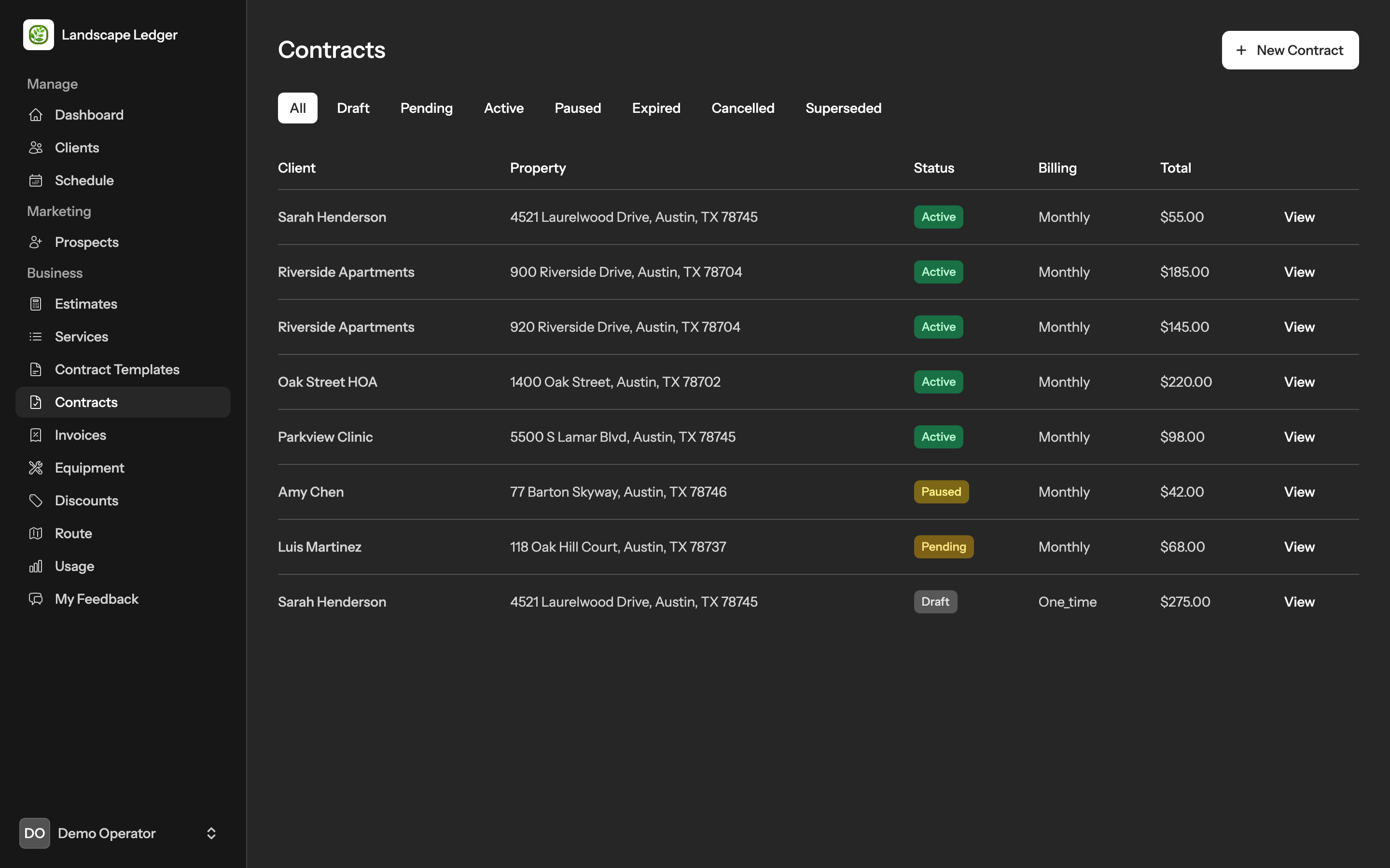 Contracts list